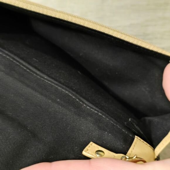 Halogen black genuine saffiano leather clutch crossbody purse wallet with chain - Picture 8 of 11